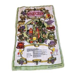 VTG Wine Guide Irish Linen Tea Towel Old Bleach 658 Three's Company Kitchen